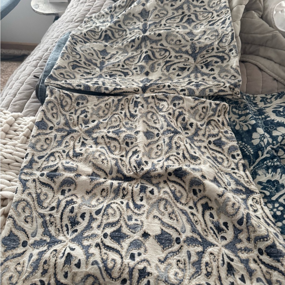 Pottery Barn Reilley Embroidered Pillow Blue x2 used